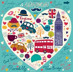 Cercles muraux Doodle Ensemble de symboles et de monuments de Londres vectorielles