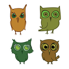 set of cartoons owls