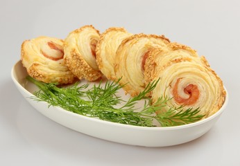 salmon roulade with dill and sesame - obrazy, fototapety, plakaty