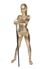 goldene Frau mit Stock (3)