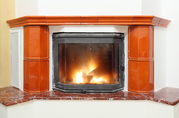 Fireplace in house interior