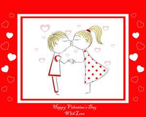 red card with boy and girl