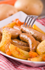Sausage and potatoes.