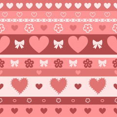 Hearts and stripes seamless pattern, vector