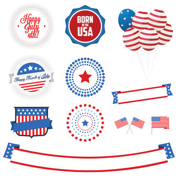Set of Independence Day labels, badges and design elements