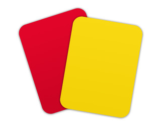 Ilustração - cartão amarelo e cartão vermelho utilizados no futebol