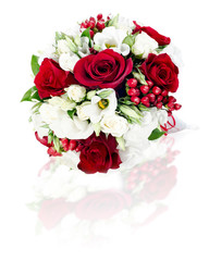 colorful flower wedding bouquet for bride isolated on white back