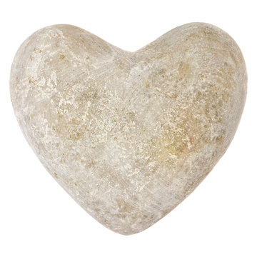 Stone heart shape isolated on white
