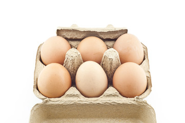 Eggs in paper tray.