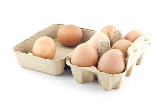 Eggs in paper tray.