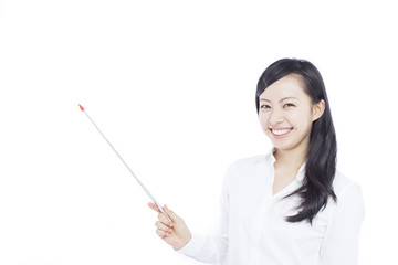 指し棒を持った女性