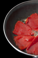 Red pepper in a pan