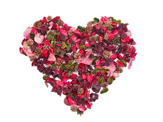 sachet petals in the form of a heart