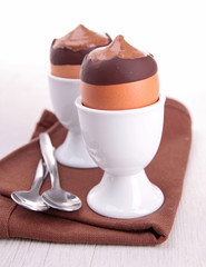 chocolate mousse in egg cup