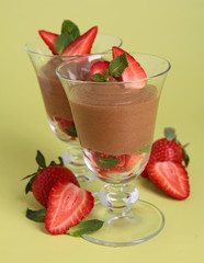 chocolate mousse and strawberries