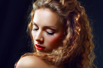 Obraz premium Girl Curly Red Hair