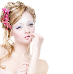Fototapeta premium Beauty portrait with orchid