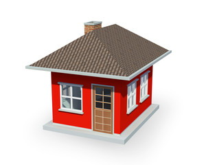 3D render of small house over a white background