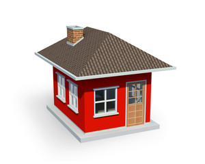 3D render of small house over a white background