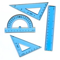 Transparent protractor and rulers