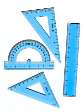 Transparent protractor and rulers