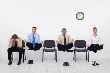 Desperate man having trouble to compete with the others