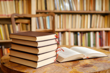 Old fashioned book reseach inside a reading room
