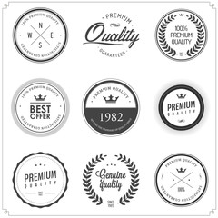 Set of vintage monochrome retail labels and badges