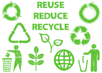 Recycle doodle icons