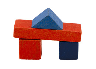 composition wooden vintage log toy brick on white