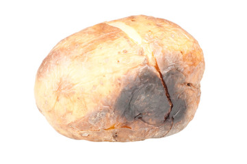 Baked potato over a white background