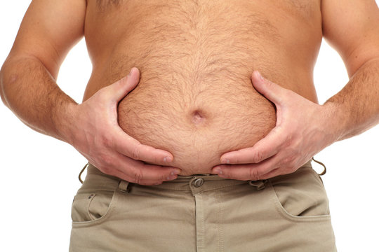 Fat man with a big belly.