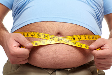 Fat man with a big belly.