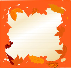 Illustration autumn frame made of various leaves - vector