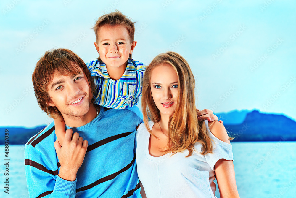 Poster boy with parents