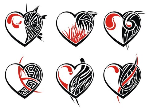 Set of tattoo hearts