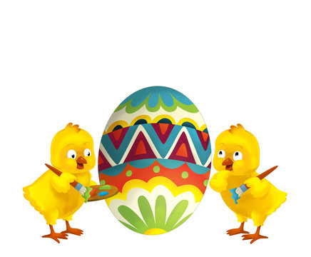 The happy easter chickens - illustration for the children