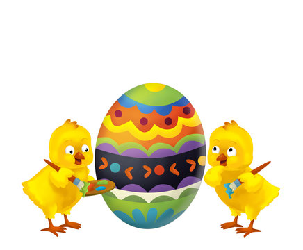 The happy easter chickens - illustration for the children