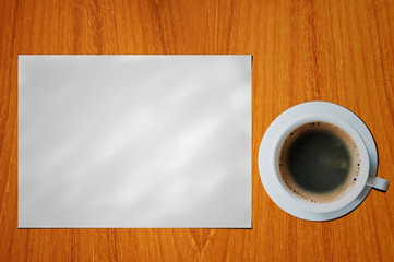 blank paper with coffee cup