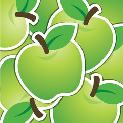 Green apple sticker background/card in vector format.
