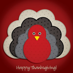 Spotty turkey Thanksgiving card in vector format.