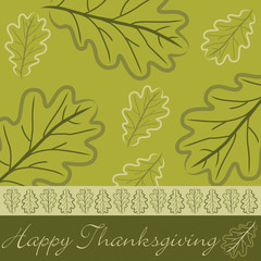 Hand drawn acorn leaf Thanksgiving card in vector format.
