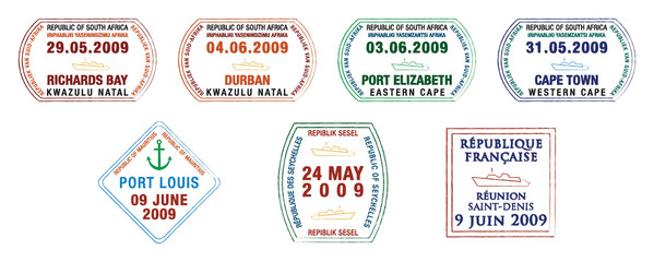 African and island passport stamps