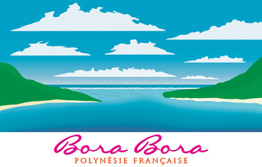 Fototapeta na wymiar Reefscape Bora Bora, Polinezja Francuska w formacie wektorowym.
