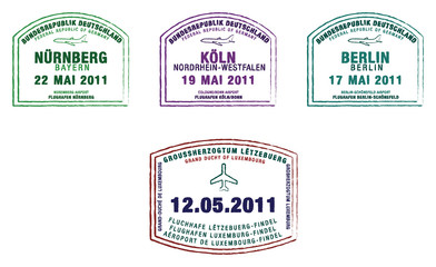 Passport stamps Germany and Luxembourg