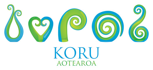 A set of glass Maori Koru curl ornaments.