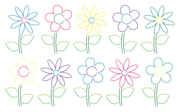 Hand drawn daisies in vector format.