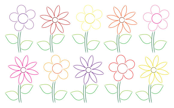 Hand drawn flowers in vector format.