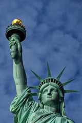 Fototapeta na wymiar Nowy Jork Statua Wolności i szefa latarka