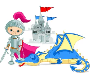 Peel and stick wall murals Knights Dragon and Knight